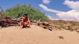 this happens if naked pathetic white slave visit without penis cage public gay beach, uninhibited jerk off, CMNM