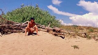 this happens if naked pathetic white slave visit without penis cage public gay beach, uninhibited jerk off, CMNM