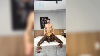 Skinny guy fucking the black guy's ass hard