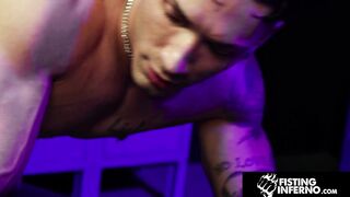 FISTING INFERNO - Electro-Shocked Hole Gets Bareback Pounded in the Locker Room