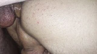 For the first time, a bitch serves a big, thick cock bareback until she cums !