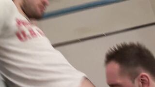 Bareback worker gets his ass licked and fucked hard while doing his job