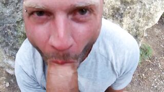 Vadim Romanov takes on a huge dick and a juicy creampie in public!