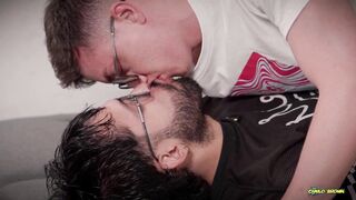 Twink Stian Jara takes Camilo Brown's big cock bareback & swallows his load