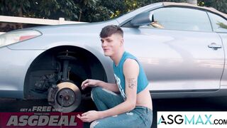 Watch Next Door's Twink Breeding Session with Bareback Roadside Breakdown - 2 image