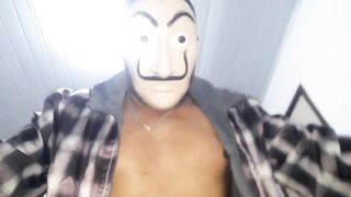 Watch this young guy cum hard while being stuffed by two chubby black truckers