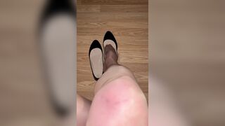 Crossdresser pantyhose feet rubbing - 3 image