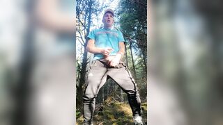 Scallyoscar in the forest pissing in a condom - 2 image
