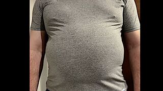 Big Construction Worker Belly in Tight Shirt - 1 image