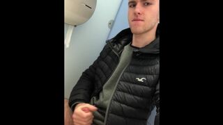 Horny Lad Jerking Off in Public Toilets - 1 image