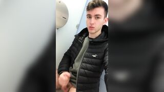 Horny Lad Jerking Off in Public Toilets - 4 image