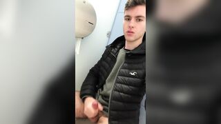 Horny Lad Jerking Off in Public Toilets - 5 image