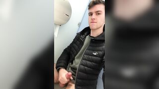 Horny Lad Jerking Off in Public Toilets - 6 image