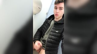 Horny Lad Jerking Off in Public Toilets - 7 image