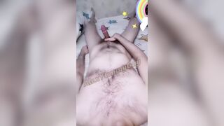 Hairy twink huge cum load in a bed - 3 image