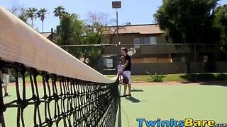 Pierced twinkie takes two cocks in his butt at the same time - 1 image