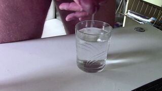 Jerking Off and Cumming in Glass of Water - 1 image