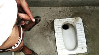 Big cock pissing in toilet room - 4 image