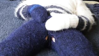 Big Fuzzy Mohair Turtleneck Jumper Sweater - mohair pants, mittens and hood - 3 image