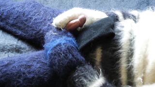 Big Fuzzy Mohair Turtleneck Jumper Sweater - mohair pants, mittens and hood - 7 image