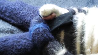 Big Fuzzy Mohair Turtleneck Jumper Sweater - mohair pants, mittens and hood - 8 image