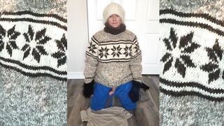 Mohair Wool Turtleneck Sweater Jumper Fetish, sweater pants, wool mittens, white mohair cap - 10 image