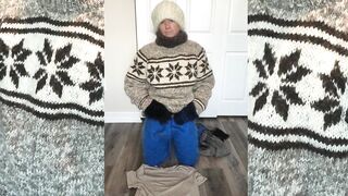 Mohair Wool Turtleneck Sweater Jumper Fetish, sweater pants, wool mittens, white mohair cap - 4 image