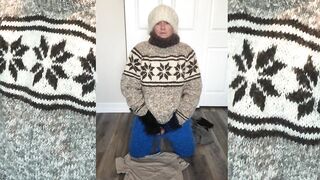 Mohair Wool Turtleneck Sweater Jumper Fetish, sweater pants, wool mittens, white mohair cap - 9 image