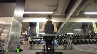 Chinese gym buddy tops a sub white hunk bareback | Back & side view - 3 image