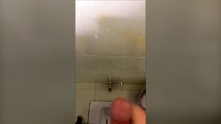 Caught Beautiful Small Asian Dick Peeing & Jerking In Public Toilet With Cumshots - 10 image