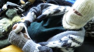 Mohair Sweaters and Jumpers on a Sweater Bed - enjoying soft fuzzy sweaters - 1 image
