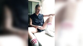 Showing off my hard cock while smoking in the window - 4 image