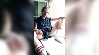 Showing off my hard cock while smoking in the window - 7 image