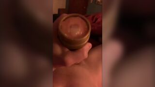 Bedtime fleshlight quickie POV -- flooding it with my cum (no end cap) - 4 image