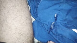 Huge load of Cum in my blue shorts - 10 image