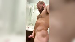 Big dick, hairy belly pre-cum beefy Musclebear bodybuilder onlyfansbeefbeast hot jacked naked muscle - 2 image