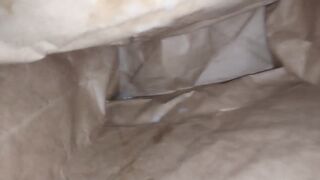 Clothes paper bag filled with a cumshot - 9 image