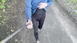 Walking main forest pathway in tight XS leggings & bare pantyhose feet - 4 image
