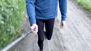 Walking main forest pathway in tight XS leggings & bare pantyhose feet - 7 image