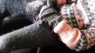 Pink and Gray Mohair Turtleneck Catsuit and cum load - 6 image