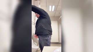 A Bull in a public toilet shooting a big load hoping to get caught. - 10 image
