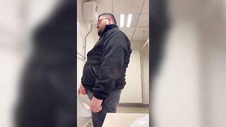 A Bull in a public toilet shooting a big load hoping to get caught. - 4 image