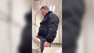 A Bull in a public toilet shooting a big load hoping to get caught. - 6 image