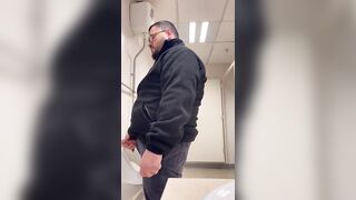 A Bull in a public toilet shooting a big load hoping to get caught. - 7 image