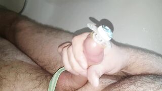 Binky Pacifier + steel rod sounding in condom, condom in urethra, cum - 8 image